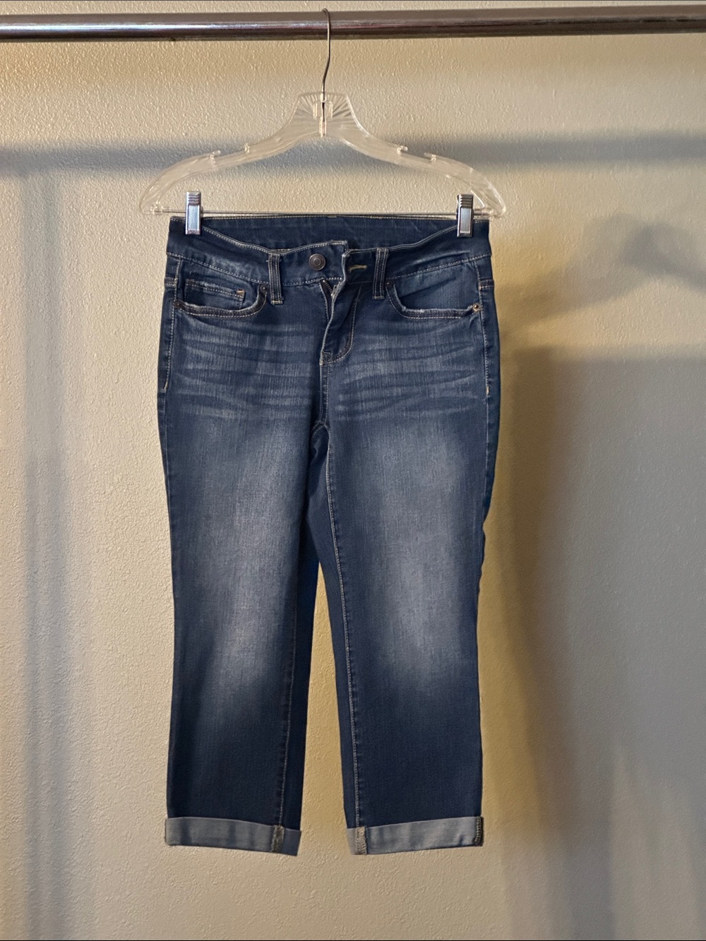 Time and Tru Dark Blue Cropped Cuffed Women's Jeans
